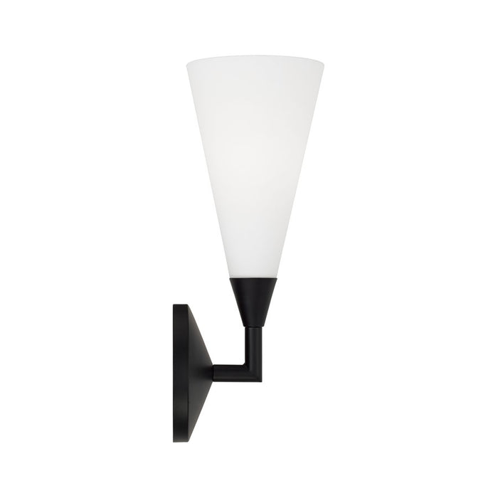 Capital Lighting Gatsby 1 Light Sconce, Matte Black/Soft White Glass