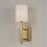 Capital Lighting Adrian 1 Light Sconce, Aged Brass/White Fabric