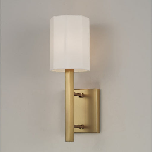 Capital Lighting Adrian 1 Light Sconce, Aged Brass/White Fabric