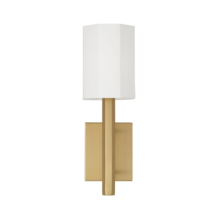 Capital Lighting Adrian 1 Light Sconce, Aged Brass/White Fabric