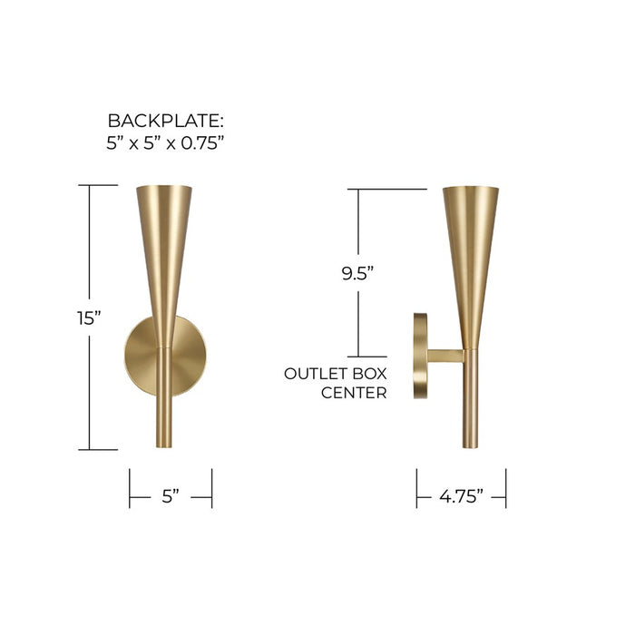 Capital Lighting Levi 1 Light Sconce, Matte Brass/Matte Brass