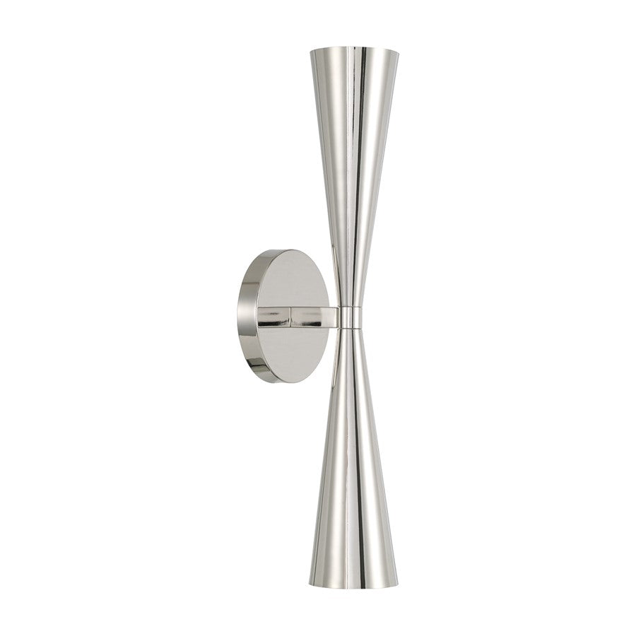 Capital Lighting Levi 2 Light Sconce, Polished Nickel - 659621PN