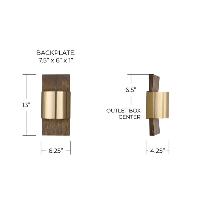 Capital Lighting Sidney 1 Light Sconce, Nordic Wood and Matte Brass