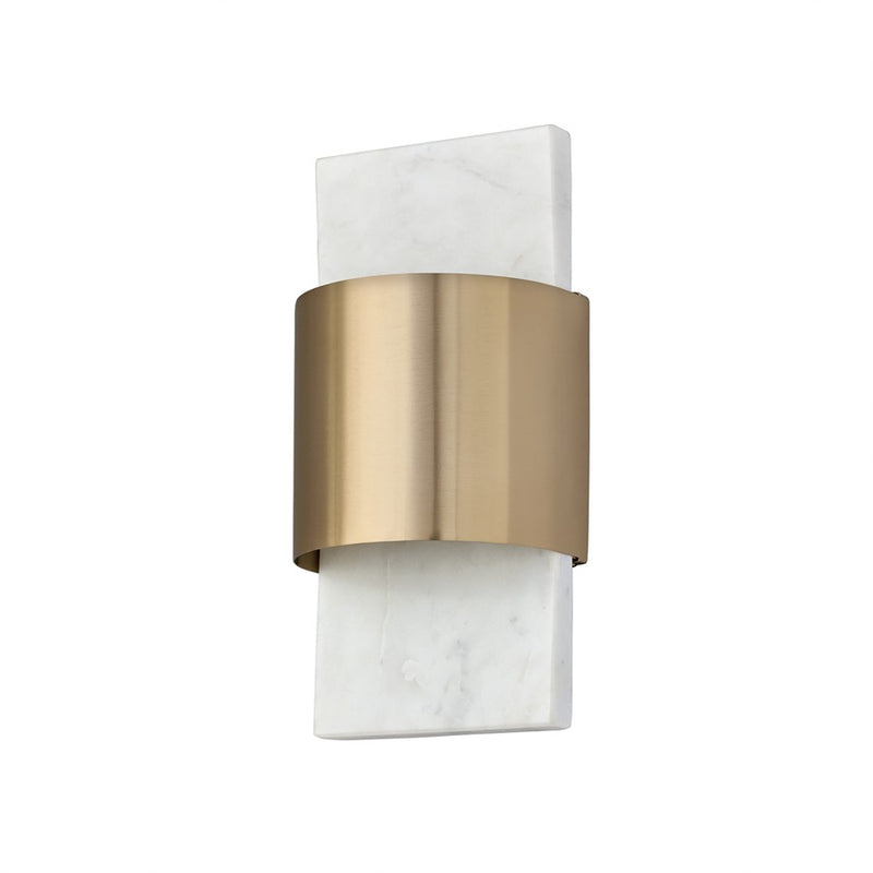 Capital Lighting Sidney 1Lt Sconce, White Marble and Matte Brass