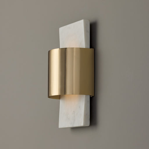 Capital Lighting Sidney 1Lt Sconce, White Marble and Matte Brass
