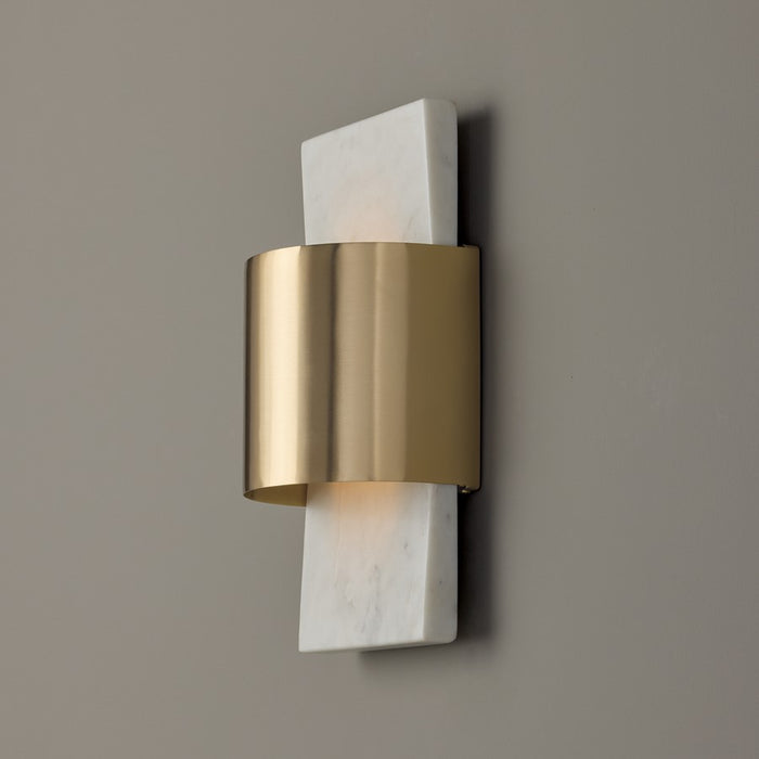 Capital Lighting Sidney 1Lt Sconce, White Marble and Matte Brass