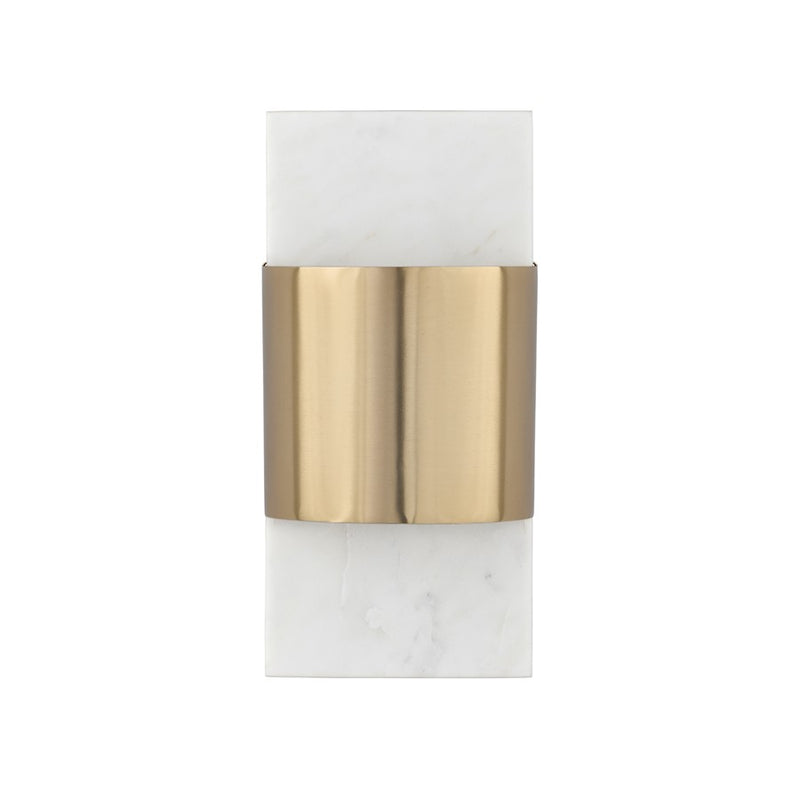 Capital Lighting Sidney 1Lt Sconce, White Marble and Matte Brass