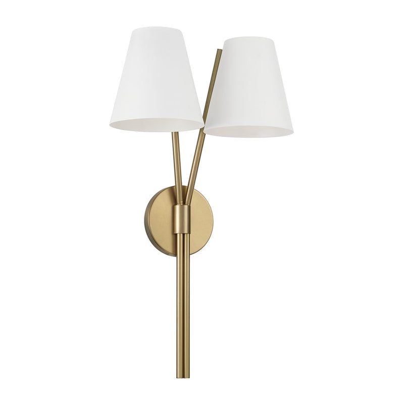 Capital Lighting Cami 2Lt Sconce, Aged Brass and White/White Metal