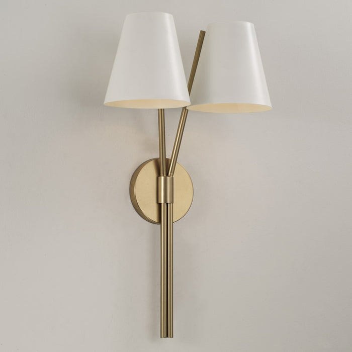 Capital Lighting Cami 2Lt Sconce, Aged Brass and White/White Metal