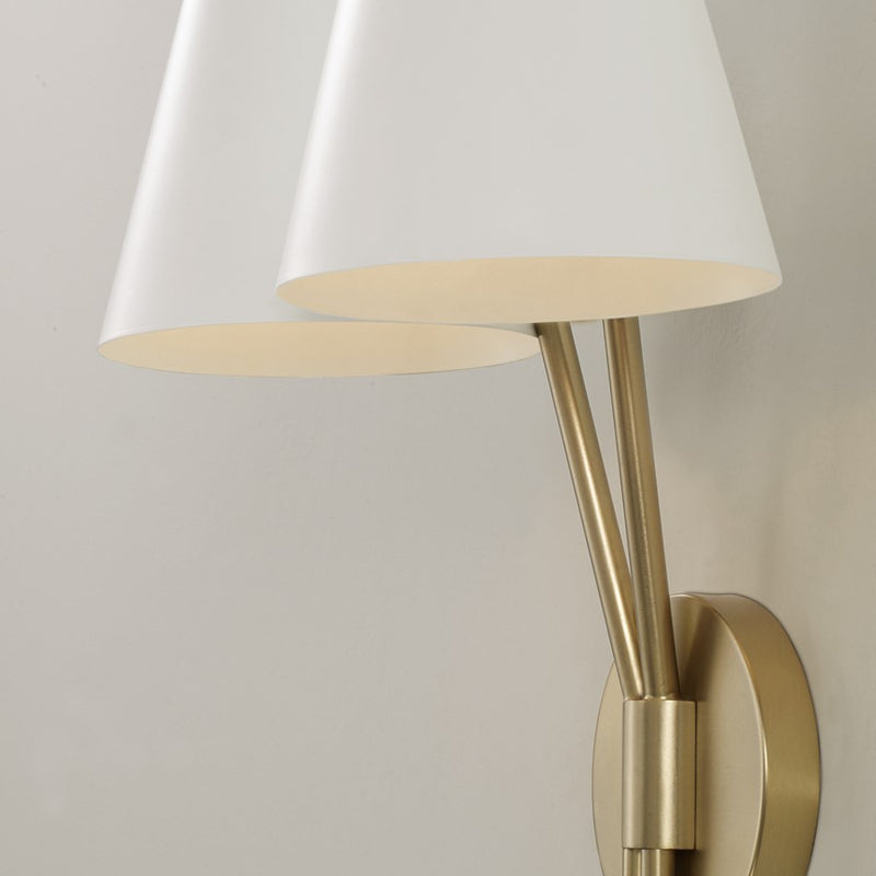 Capital Lighting Cami 2Lt Sconce, Aged Brass and White/White Metal