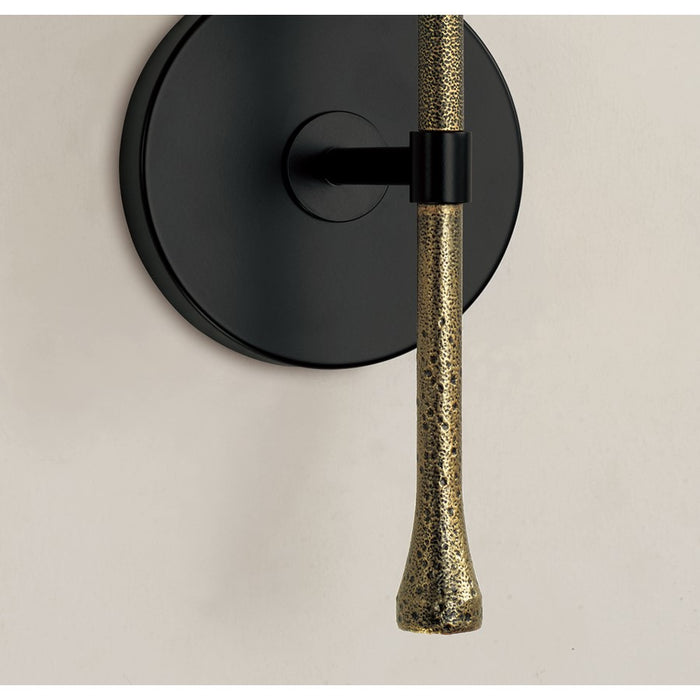 Capital Lighting Hollis 1Lt Sconce, Black/Gold/White Fabric