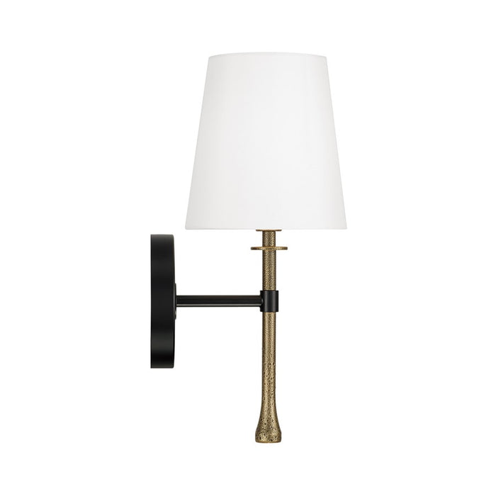 Capital Lighting Hollis 1Lt Sconce, Black/Gold/White Fabric