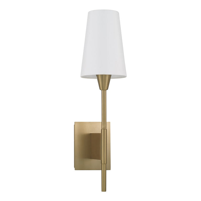 Capital Lighting Leland 1 Light Sconce, Aged Brass/White Fabric - 660811AD-718
