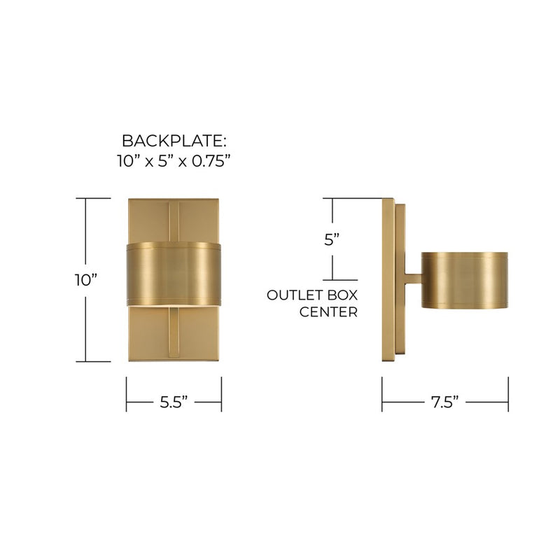 Capital Lighting Henley 2 Light Sconce, Aged Brass