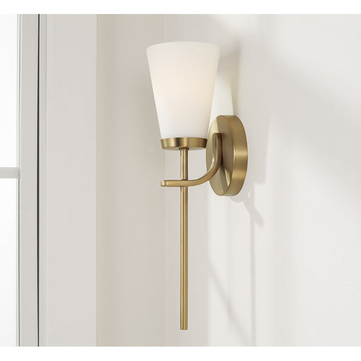 Homeplace Lighting Drake 1Lt Sconce, Aged Brass/Soft White Glass