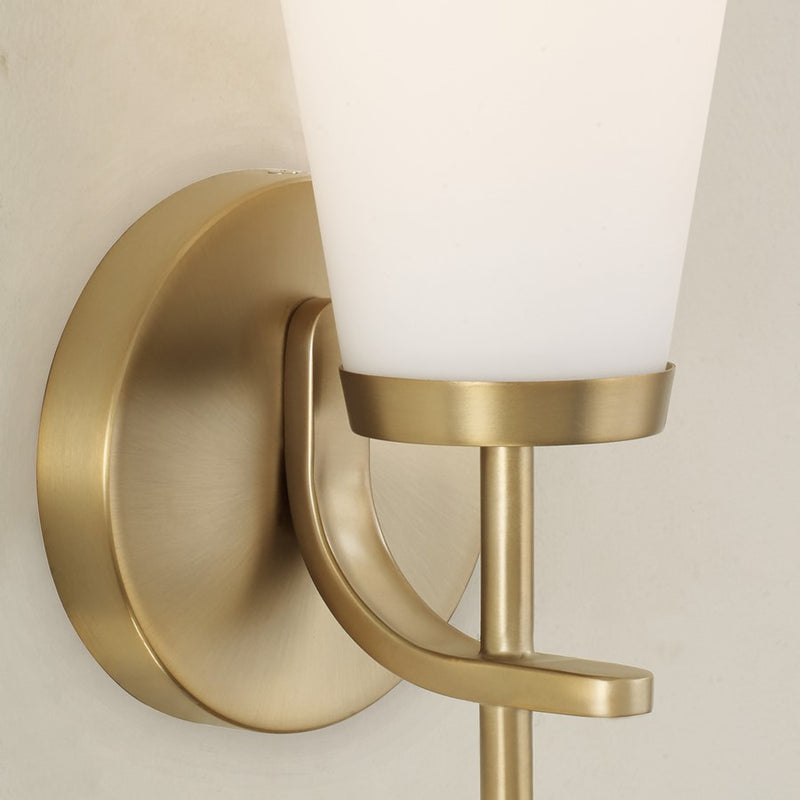 Homeplace Lighting Drake 1Lt Sconce, Aged Brass/Soft White Glass