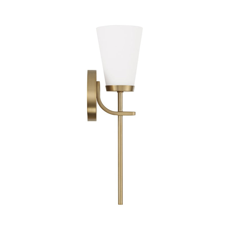 Homeplace Lighting Drake 1Lt Sconce, Aged Brass/Soft White Glass