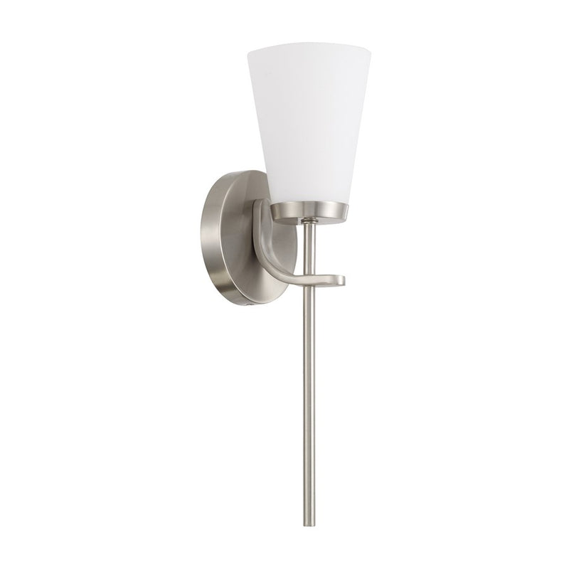Homeplace Lighting Drake 1Lt Sconce, Nickel/Soft White Glass