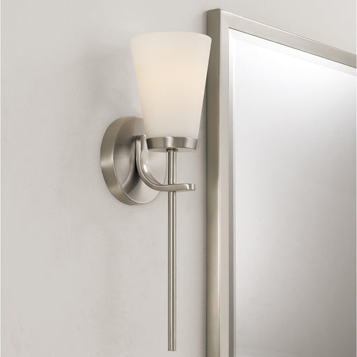 Homeplace Lighting Drake 1Lt Sconce, Nickel/Soft White Glass