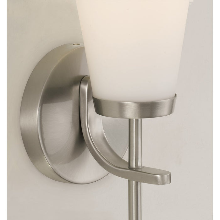 Homeplace Lighting Drake 1Lt Sconce, Nickel/Soft White Glass