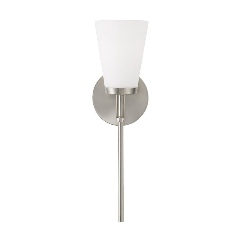 Homeplace Lighting Drake 1Lt Sconce, Nickel/Soft White Glass