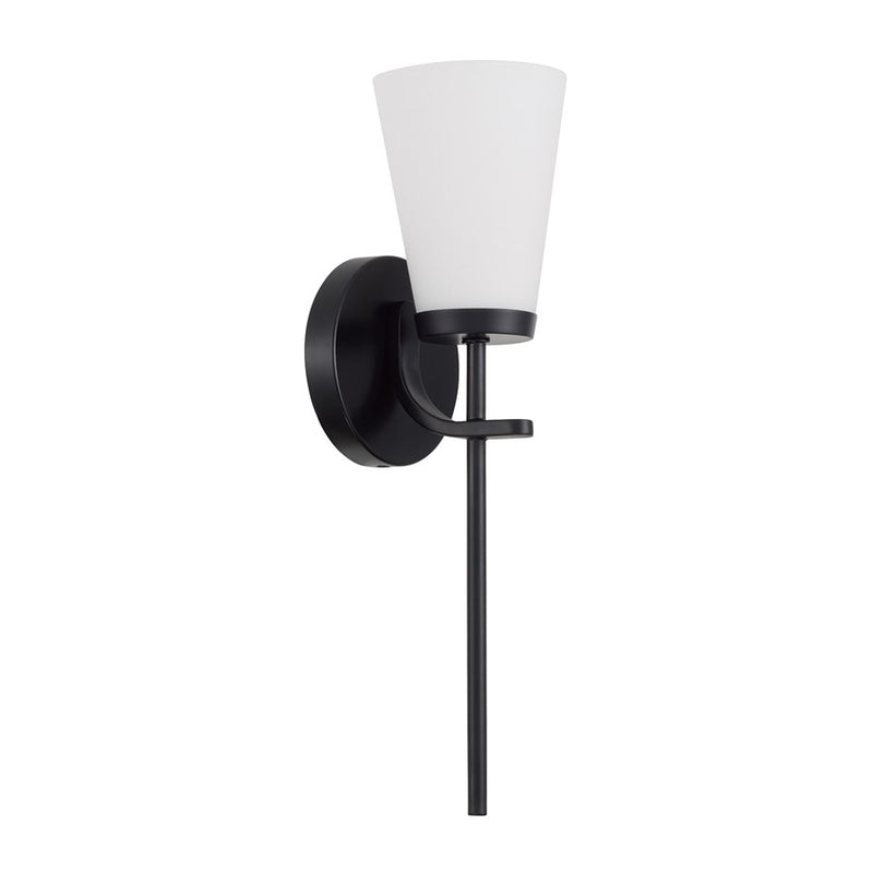 Homeplace Lighting Drake 1Lt Sconce, Matte Black/Soft White Glass