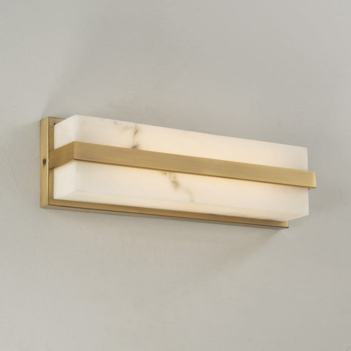 Capital Lighting Noah 1 Light Sconce, Aged Brass/Alabaster Glass
