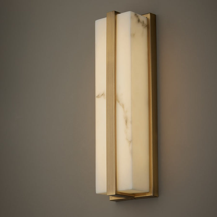 Capital Lighting Noah 1 Light Sconce, Aged Brass/Alabaster Glass