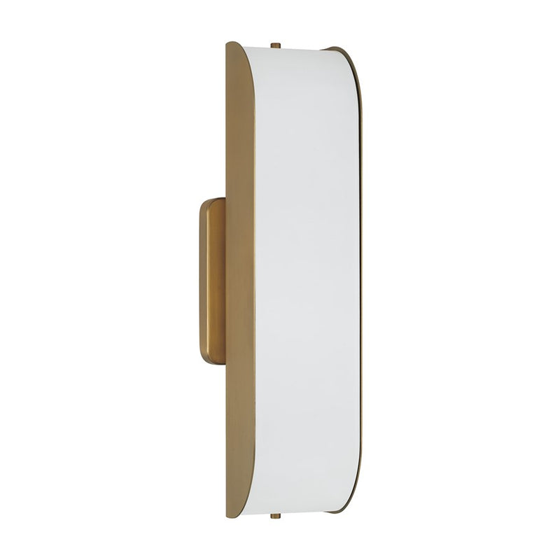 Capital Lighting Marcell 1 Light Sconce, Aged Brass/White Milk Glass
