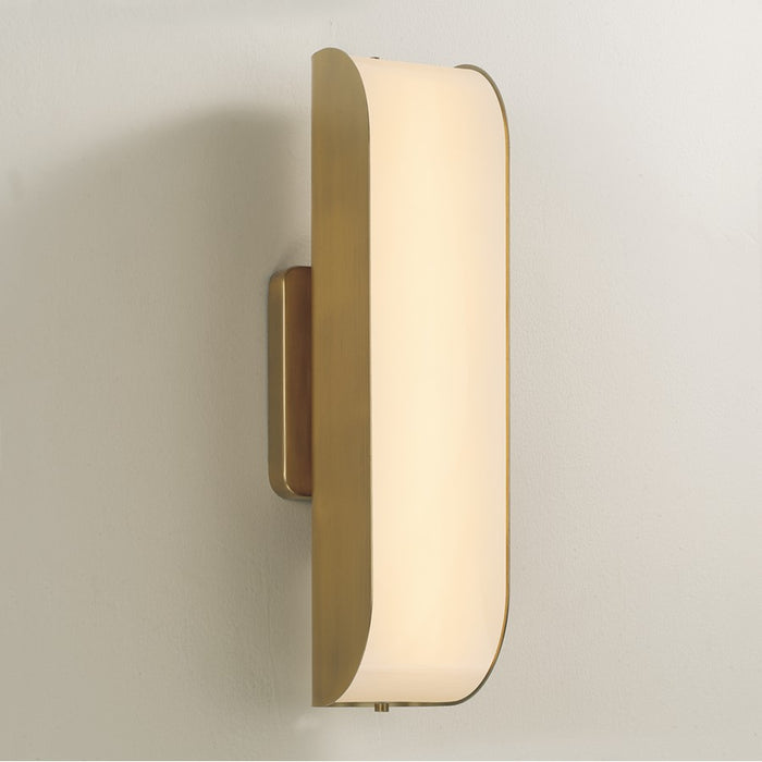 Capital Lighting Marcell 1 Light Sconce, Aged Brass/White Milk Glass