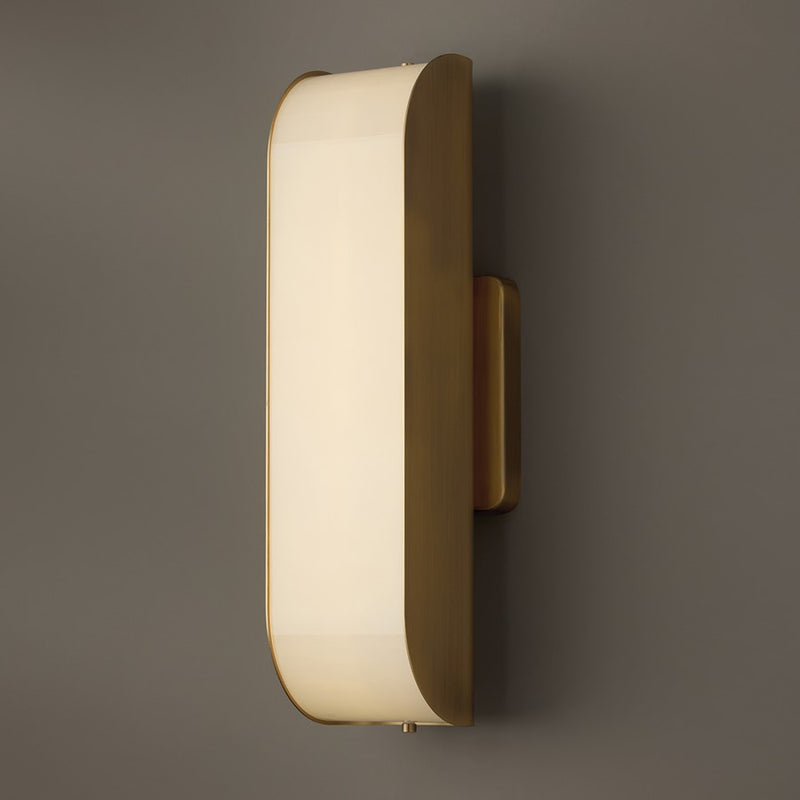 Capital Lighting Marcell 1 Light Sconce, Aged Brass/White Milk Glass
