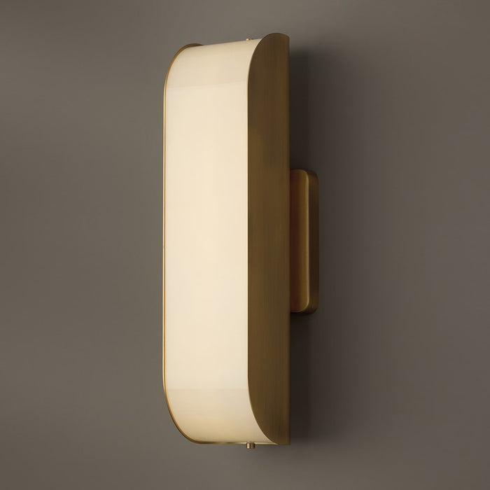 Capital Lighting Marcell 1 Light Sconce, Aged Brass/White Milk Glass