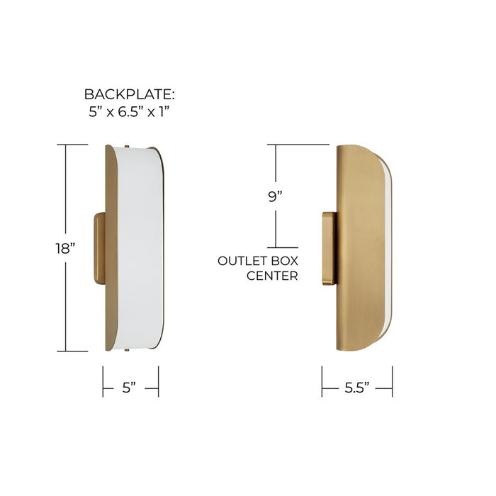 Capital Lighting Marcell 1 Light Sconce, Aged Brass/White Milk Glass