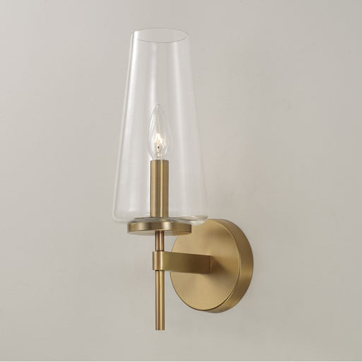 Homeplace Lighting Aaron 1 Light Sconce, Aged Brass/Clear Glass
