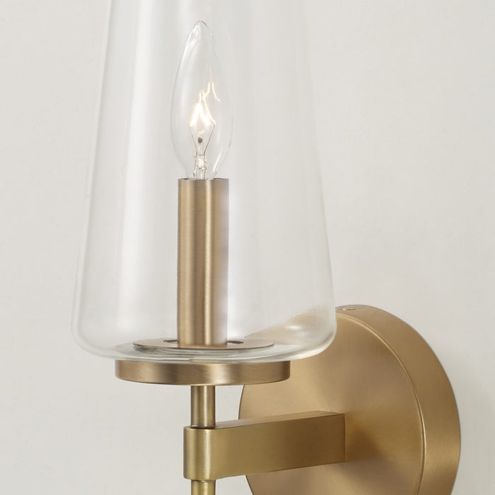 Homeplace Lighting Aaron 1 Light Sconce, Aged Brass/Clear Glass