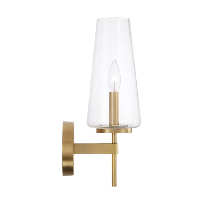Homeplace Lighting Aaron 1 Light Sconce, Aged Brass/Clear Glass