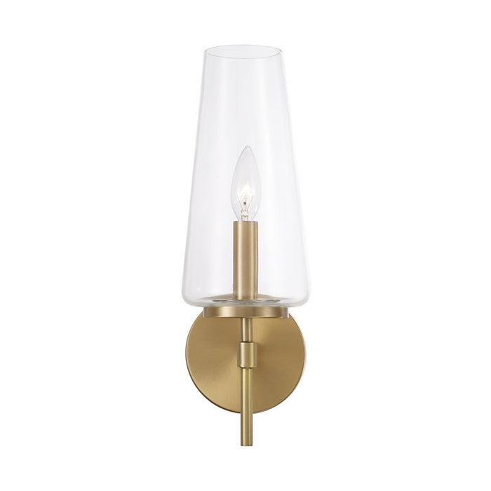 Homeplace Lighting Aaron 1 Light Sconce, Aged Brass/Clear Glass