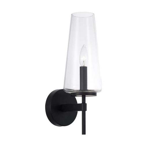 Homeplace Lighting Aaron 1 Light Sconce, Matte Black/Clear Glass - 661911MB-663