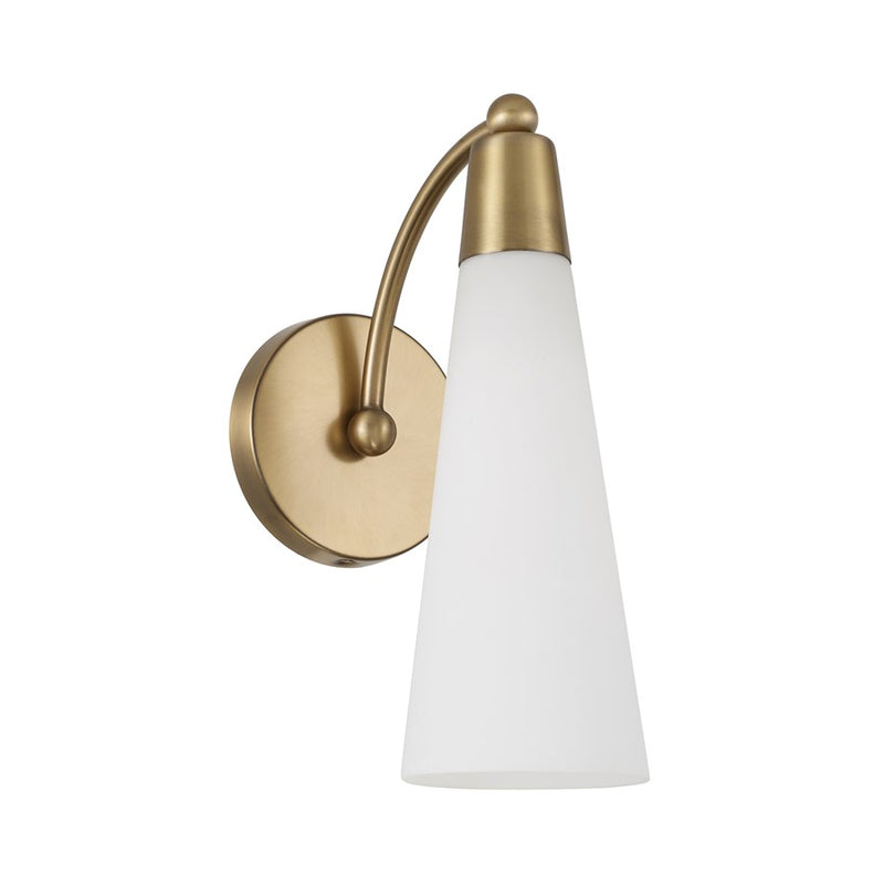 Capital Lighting Tess 1 Light Sconce, Aged Brass/Soft White Glass
