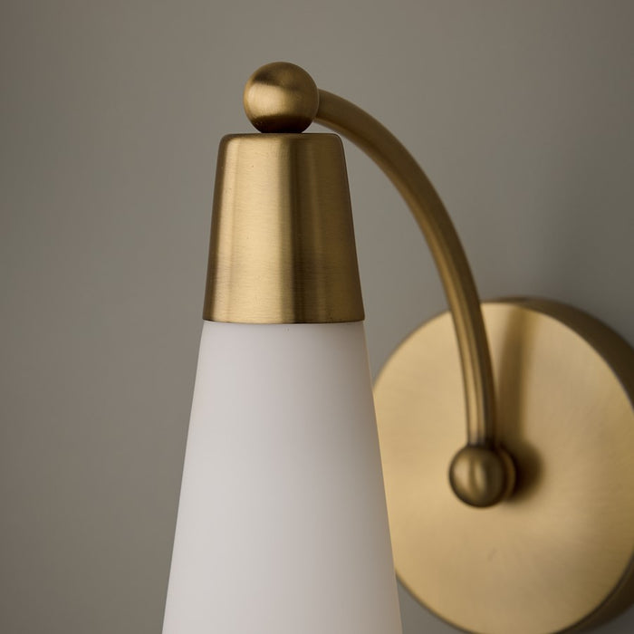 Capital Lighting Tess 1 Light Sconce, Aged Brass/Soft White Glass
