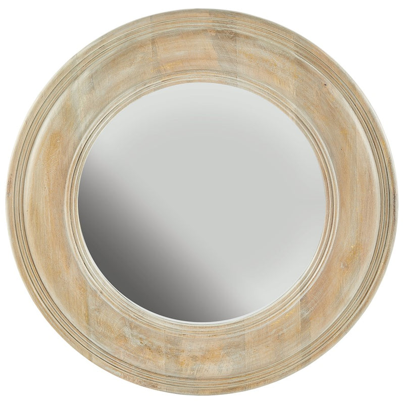 Capital Lighting Round Decorative Mirror, White Washed Wood/Gold Leaf