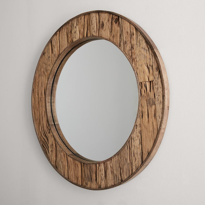 Capital Lighting Round Decorative Mirror, Reclaimed Railroad Ties