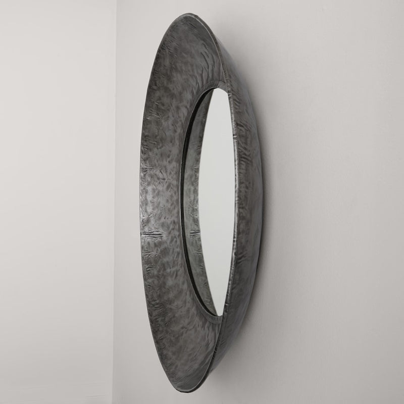 Capital Lighting Round Decorative Mirror, Hammered Aged Zinc