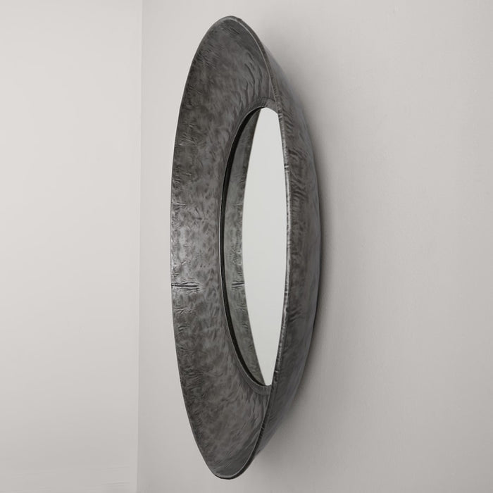 Capital Lighting Round Decorative Mirror, Hammered Aged Zinc