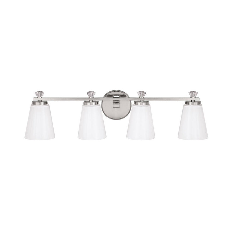 Capital Lighting Alisa 4 Light Bath Vanity, Polished Nickel/Milk