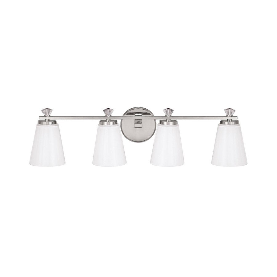 Capital Lighting Alisa 4 Light Bath Vanity, Polished Nickel/Milk