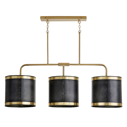 Capital Lighting Barrow 3 Light Island, Galvanized Black/True Brass