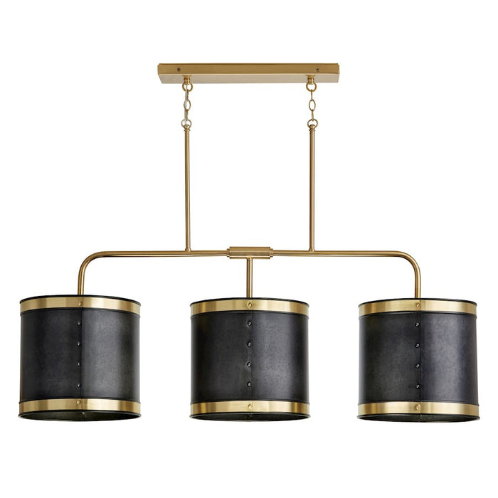 Capital Lighting Barrow 3 Light Island, Galvanized Black/True Brass