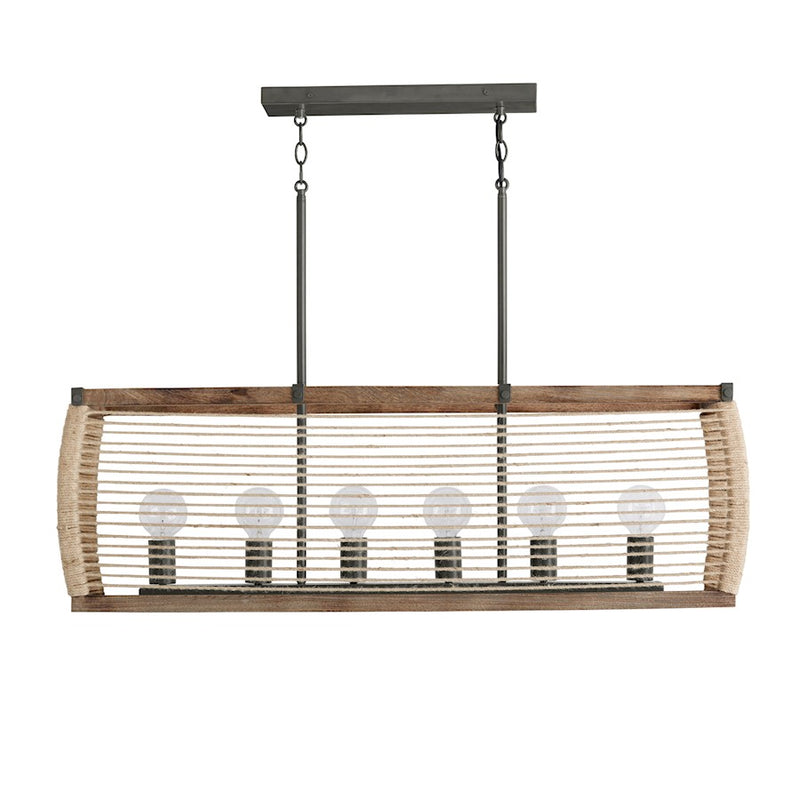 Capital Lighting Jacob 6 Light Island, Grey Wash and Iron Silk