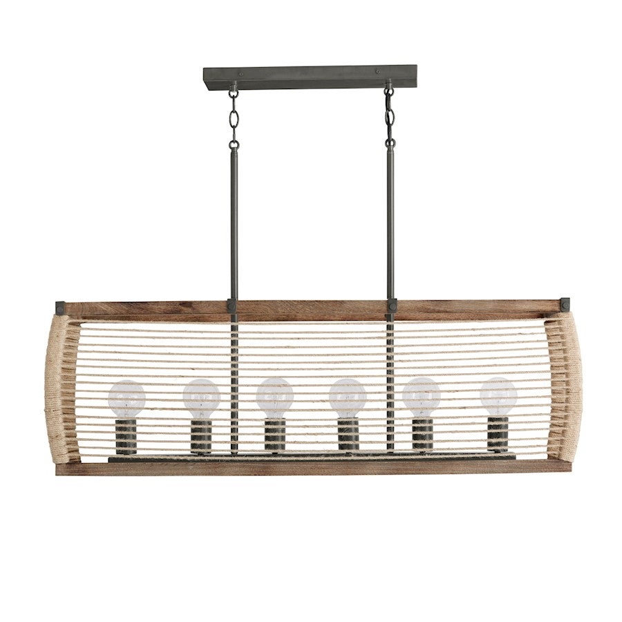 Capital Lighting Jacob 6 Light Island, Grey Wash and Iron Silk